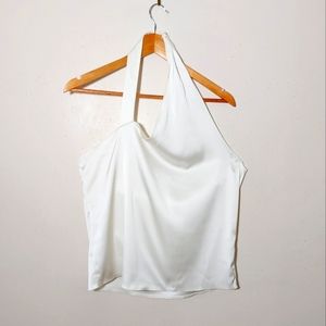 Zara Satin-effect White Halter Top